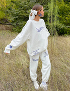 Elevated Faith Christian Crewneck Sweatshirt in white with stylish graphic print and relaxed fit