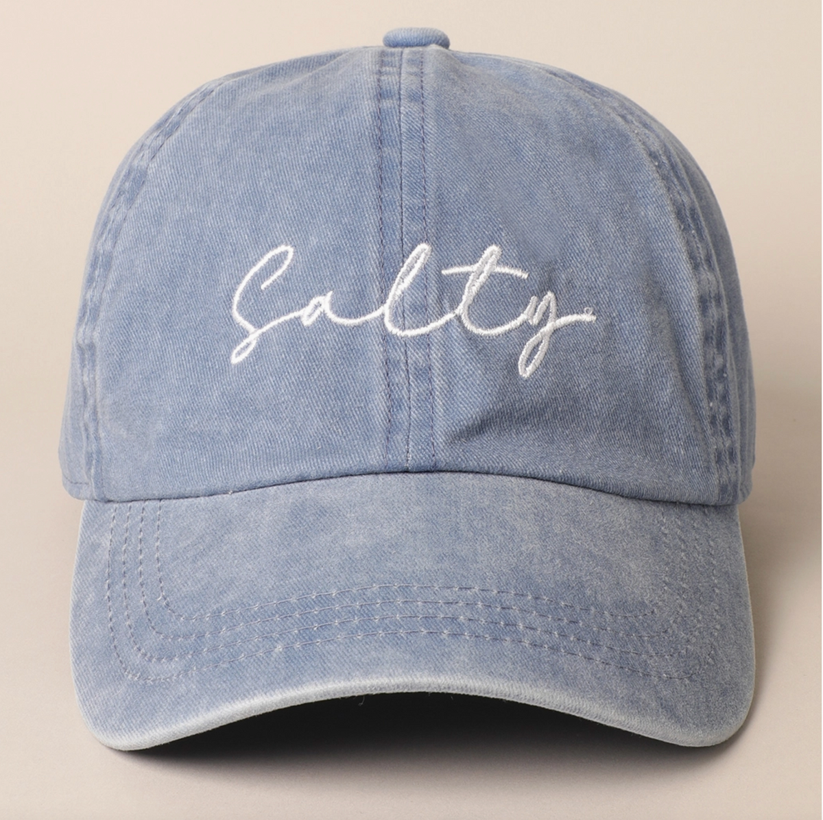 Salty Embroidered Beach Hat in Denim