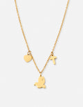 Elevated Faith Christian Jewelry Gold Necklace with Heart, Dove, and Cross Charms