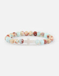 Elevated Faith Christian Jewelry Bracelet featuring multicolored stone beads and a silver cross centerpiece