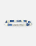 Elevated Faith Christian Jewelry Bracelet featuring blue and white colors with 'SELah' lettering