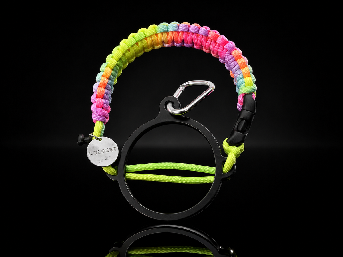 COLDEST paracord handle for wide mouth water bottles in Sherbert Swirl
