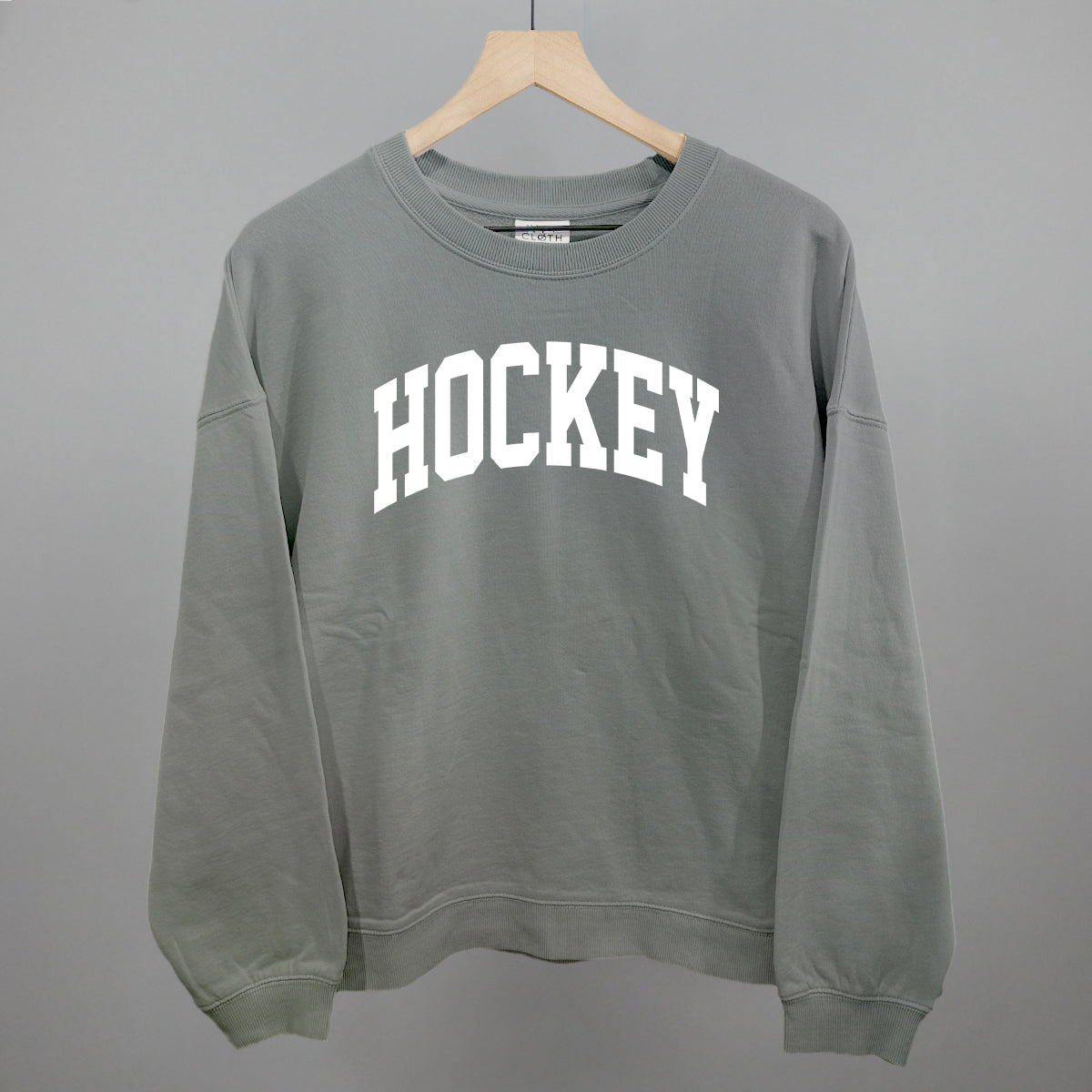 Hockey Arch (White) Funny Oversized Boxy Crewneck Sweatshirt in Smoke – Ivy + Cloth