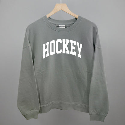 Hockey Arch (White) Funny Oversized Boxy Crewneck Sweatshirt in Smoke – Ivy + Cloth