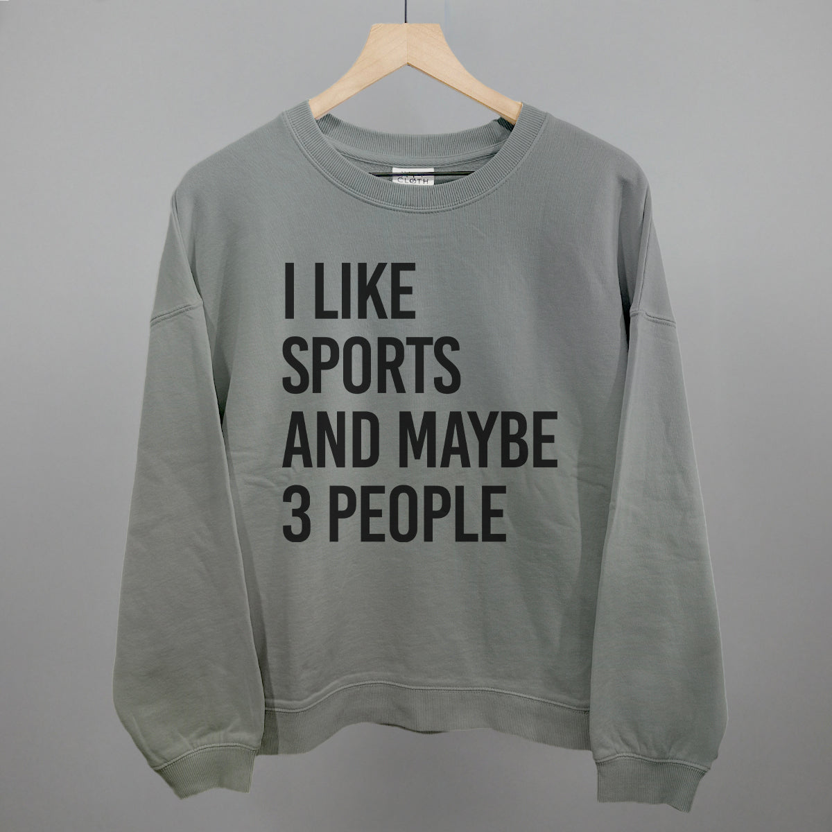 I Like Sports and Maybe 3 People graphic oversized boxy crew in Smoke