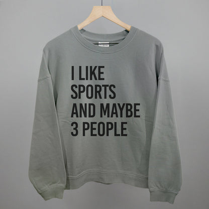 I Like Sports and Maybe 3 People graphic oversized boxy crew in Smoke