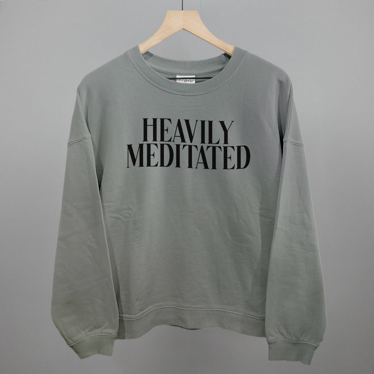 Heavily Meditated Yoga graphic oversized boxy crew in Smoke