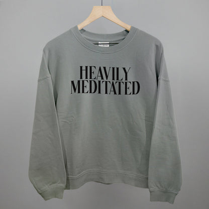 Heavily Meditated Yoga graphic oversized boxy crew in Smoke