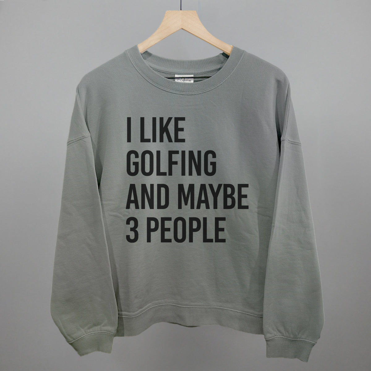 I Like Golfing and Maybe 3 People graphic oversized boxy crew in Smoke