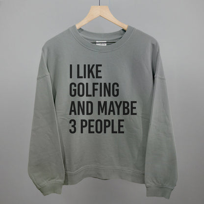I Like Golfing and Maybe 3 People graphic oversized boxy crew in Smoke