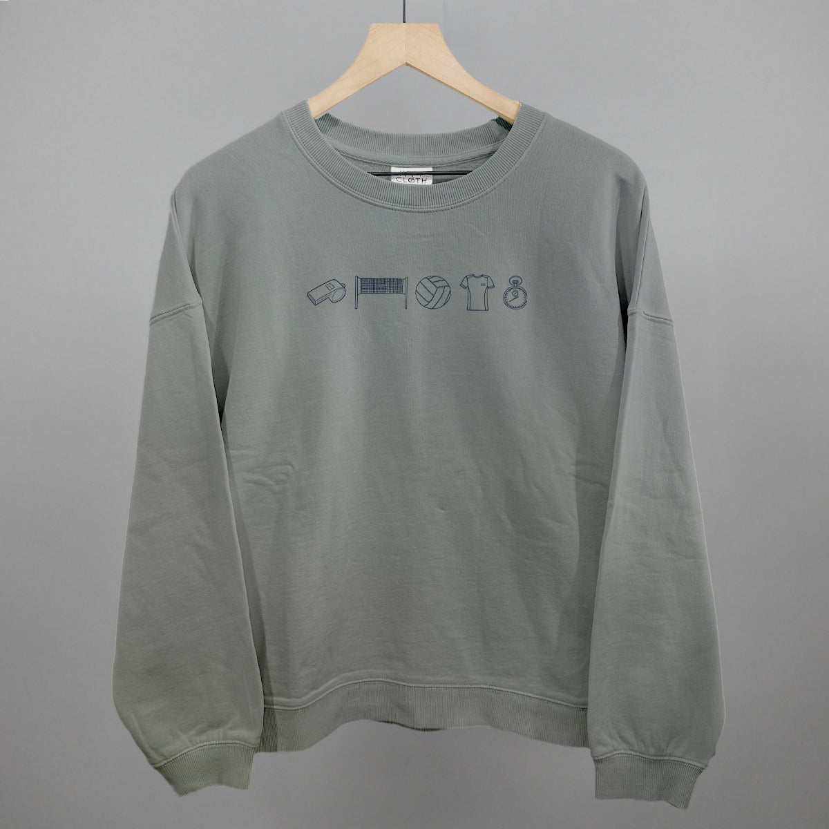 Volleyball Icon Doodles Funny Oversized Boxy Crewneck Sweatshirt in Smoke – Ivy + Cloth