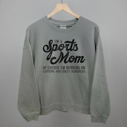 I'm A Sports Mom graphic oversized boxy crew in Smoke