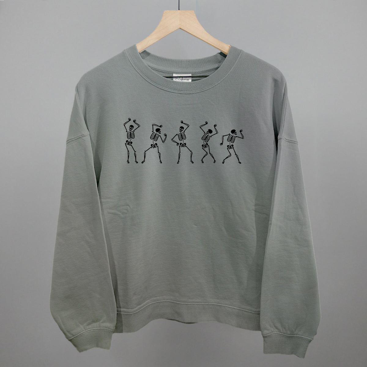 Dancing Skeletons Halloween graphic oversized boxy crew in Smoke