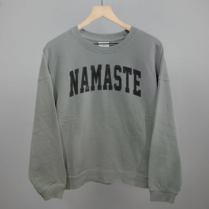 Namaste Yoga graphic oversized boxy crew in Smoke