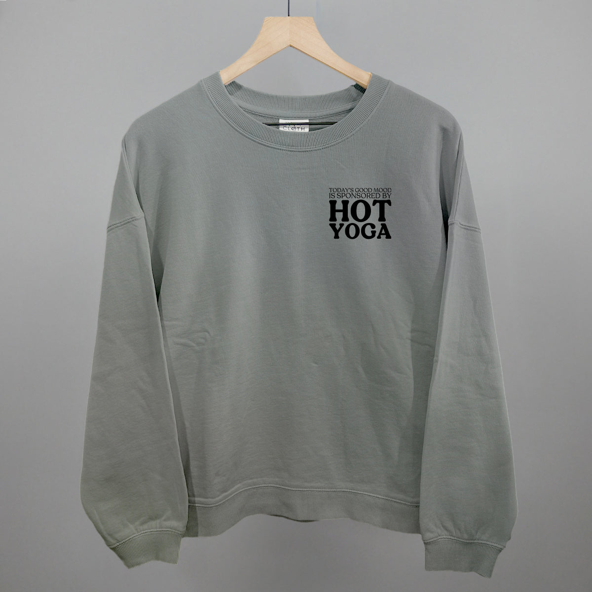 Mood Sponsored By Hot Yoga (Left Chest) Funny Oversized Boxy Crewneck Sweatshirt in Smoke – Ivy + Cloth