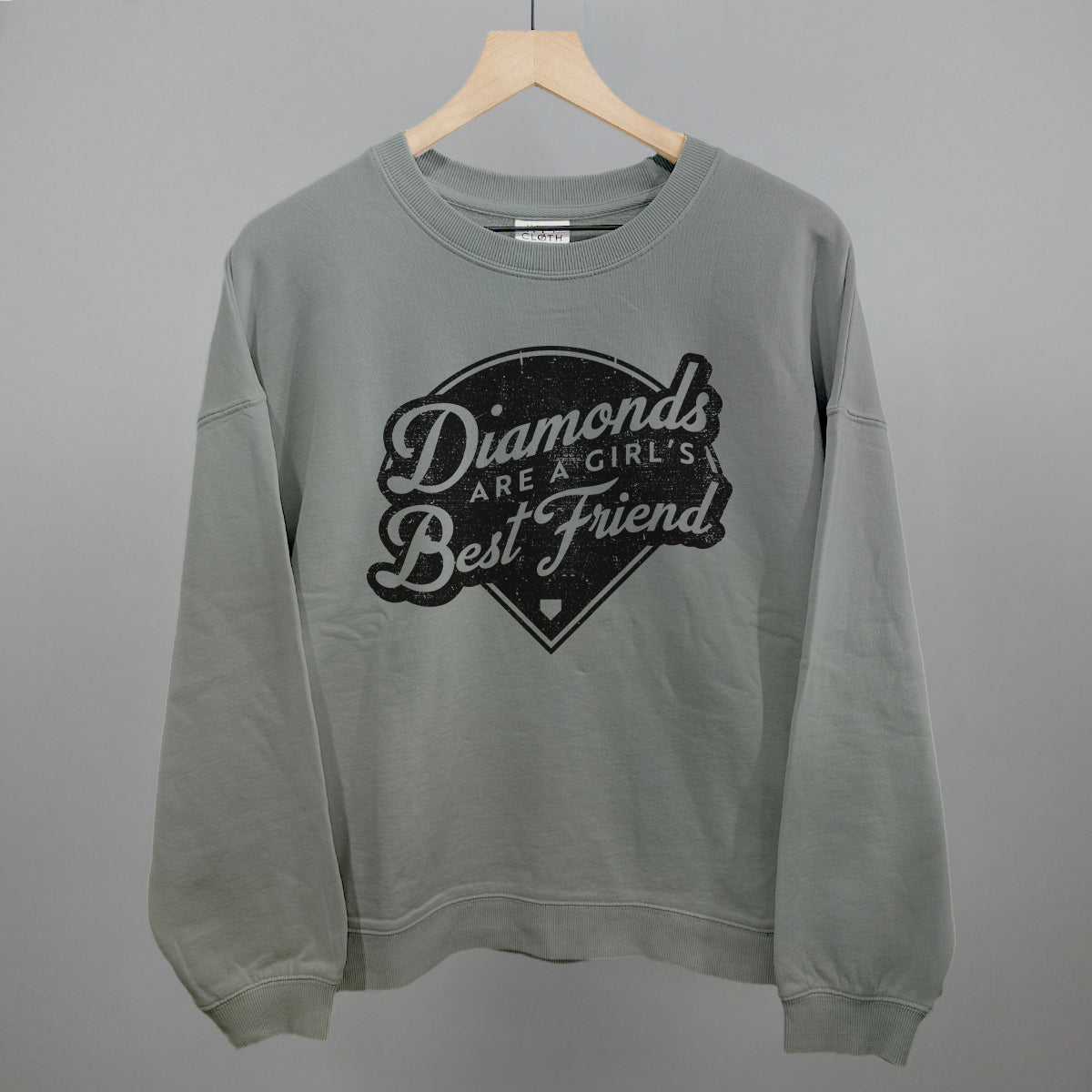 Diamonds Are A Girl's Best Friend (Vintage Script) Funny Oversized Boxy Crewneck Sweatshirt in Smoke – Ivy + Cloth
