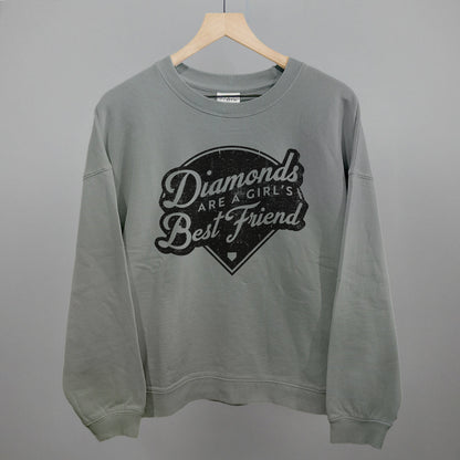Diamonds Are A Girl's Best Friend (Vintage Script) Funny Oversized Boxy Crewneck Sweatshirt in Smoke – Ivy + Cloth