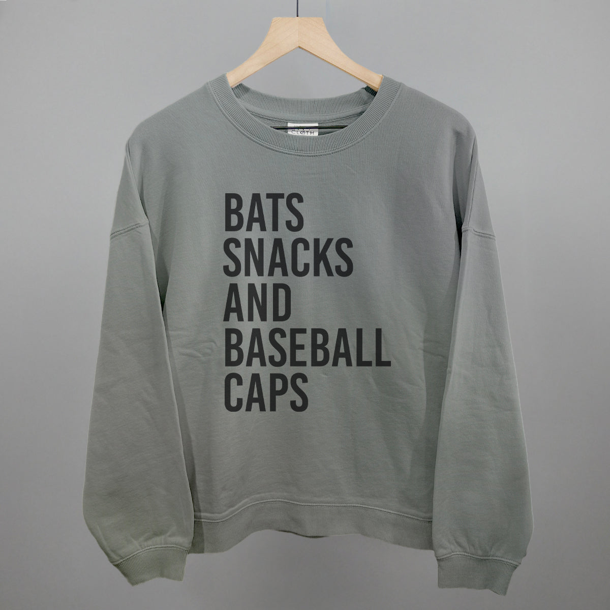 Bats, Snacks, And Baseball Caps Funny Oversized Boxy Crewneck Sweatshirt in Smoke – Ivy + Cloth