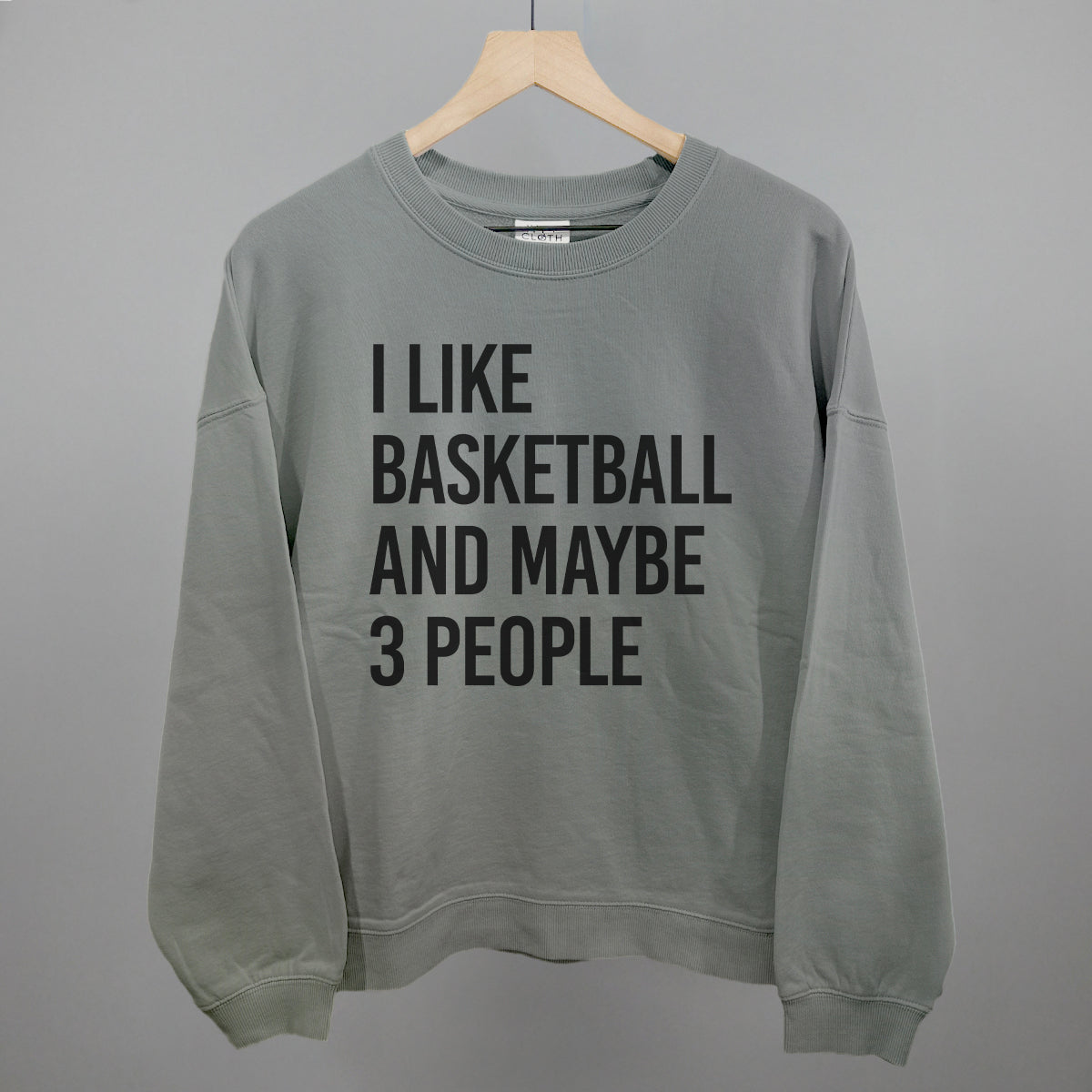 I Like Basketball and Maybe 3 People graphic oversized boxy crew in Smoke