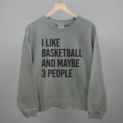 I Like Basketball and Maybe 3 People graphic oversized boxy crew in Smoke