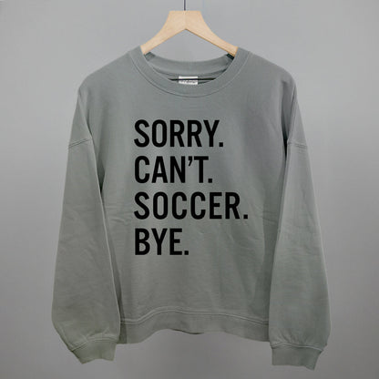 Sorry Can't Soccer Bye Funny Oversized Boxy Crewneck Sweatshirt in Smoke – Ivy + Cloth