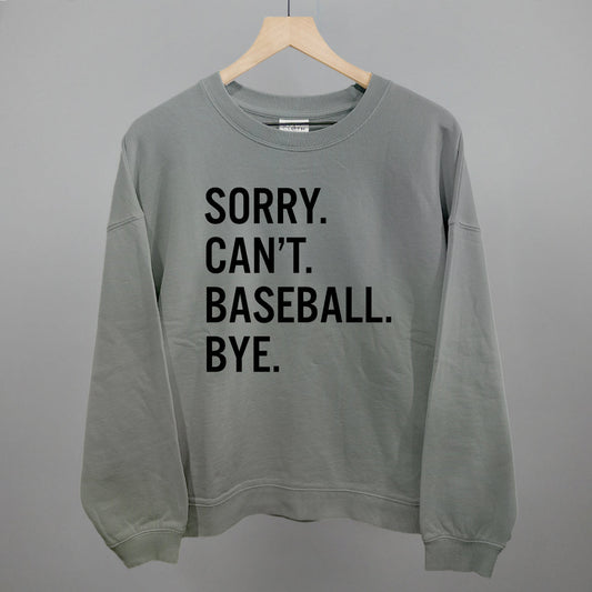 Sorry Can't Baseball Bye Funny Oversized Boxy Crewneck Sweatshirt in Smoke – Ivy + Cloth
