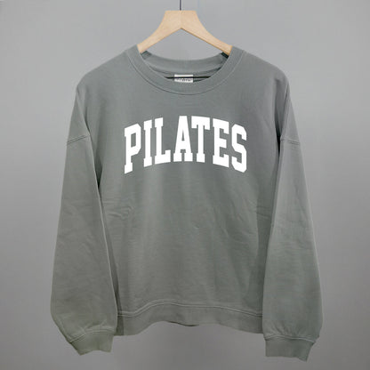 Pilates Arch (White) Funny Oversized Boxy Crewneck Sweatshirt in Smoke – Ivy + Cloth