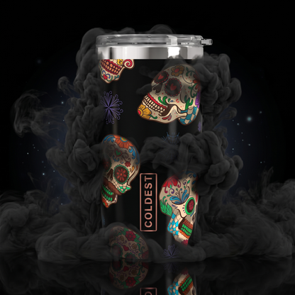 COLDEST 20oz insulated coffee tumbler v2 in Sugar Skulls design