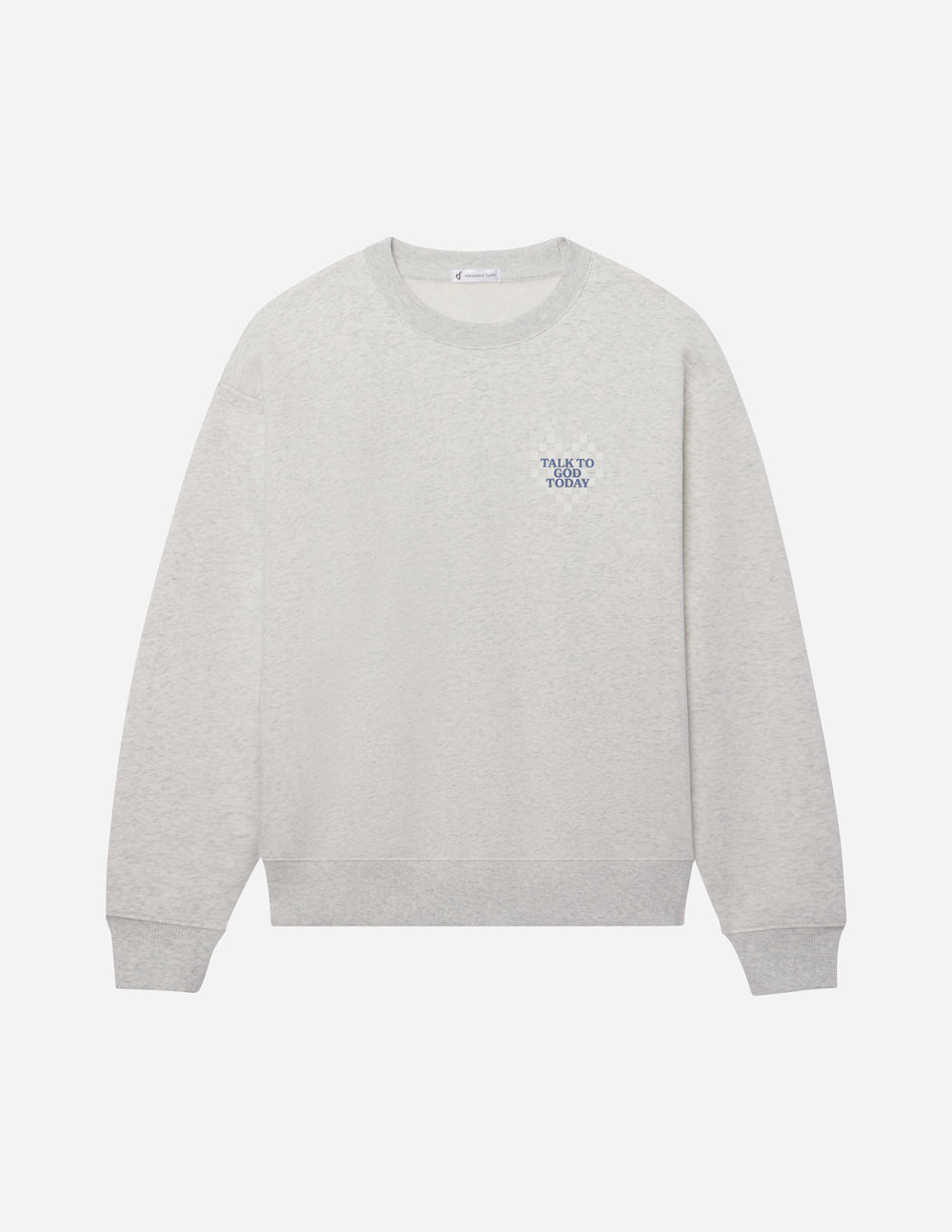 Elevated Faith Christian Crewneck Sweatshirt in light gray with inspirational text design