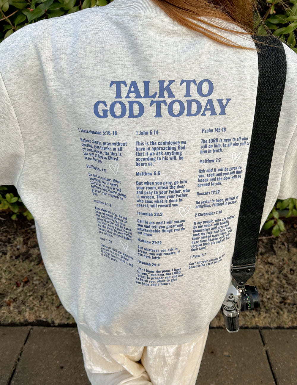 Elevated Faith Christian Crewneck Sweatshirt in gray featuring inspirational scripture on the back