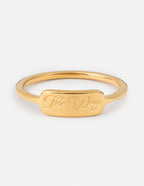 Elevated Faith Gold Ring with 'The Way' Inscription, Perfect Christian Jewelry for Daily Wear