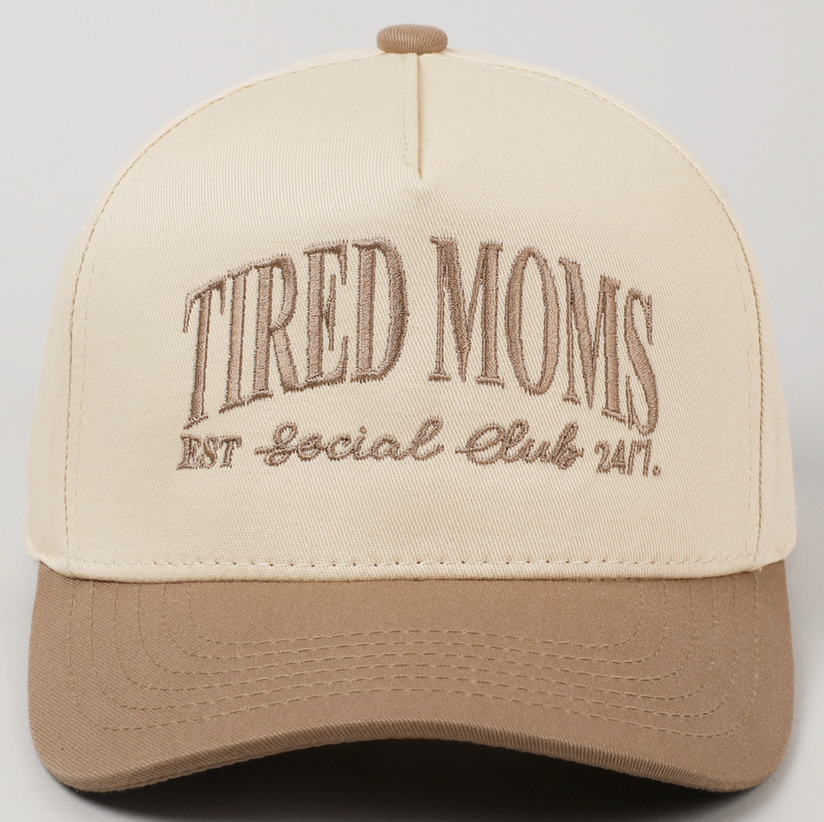 Tired Moms Social Club Embroidered Hat in Beige