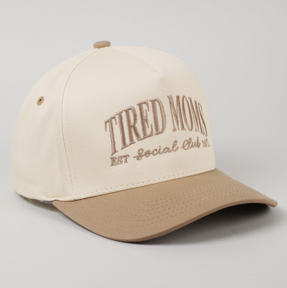 Tired Moms Social Club Embroidered Hat in Beige