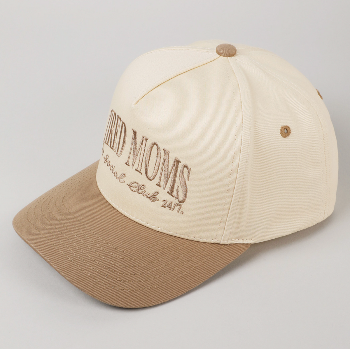 Tired Moms Social Club Embroidered Hat in Beige