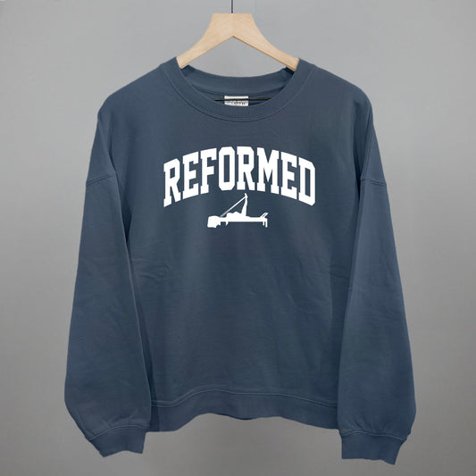 Reformed Pilates graphic oversized boxy crew in Vintage Navy