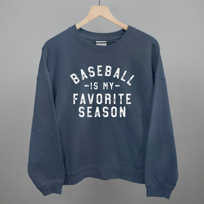 Baseball Is My Favorite Season Funny Oversized Boxy Crewneck Sweatshirt in Vintage Navy – Ivy + Cloth
