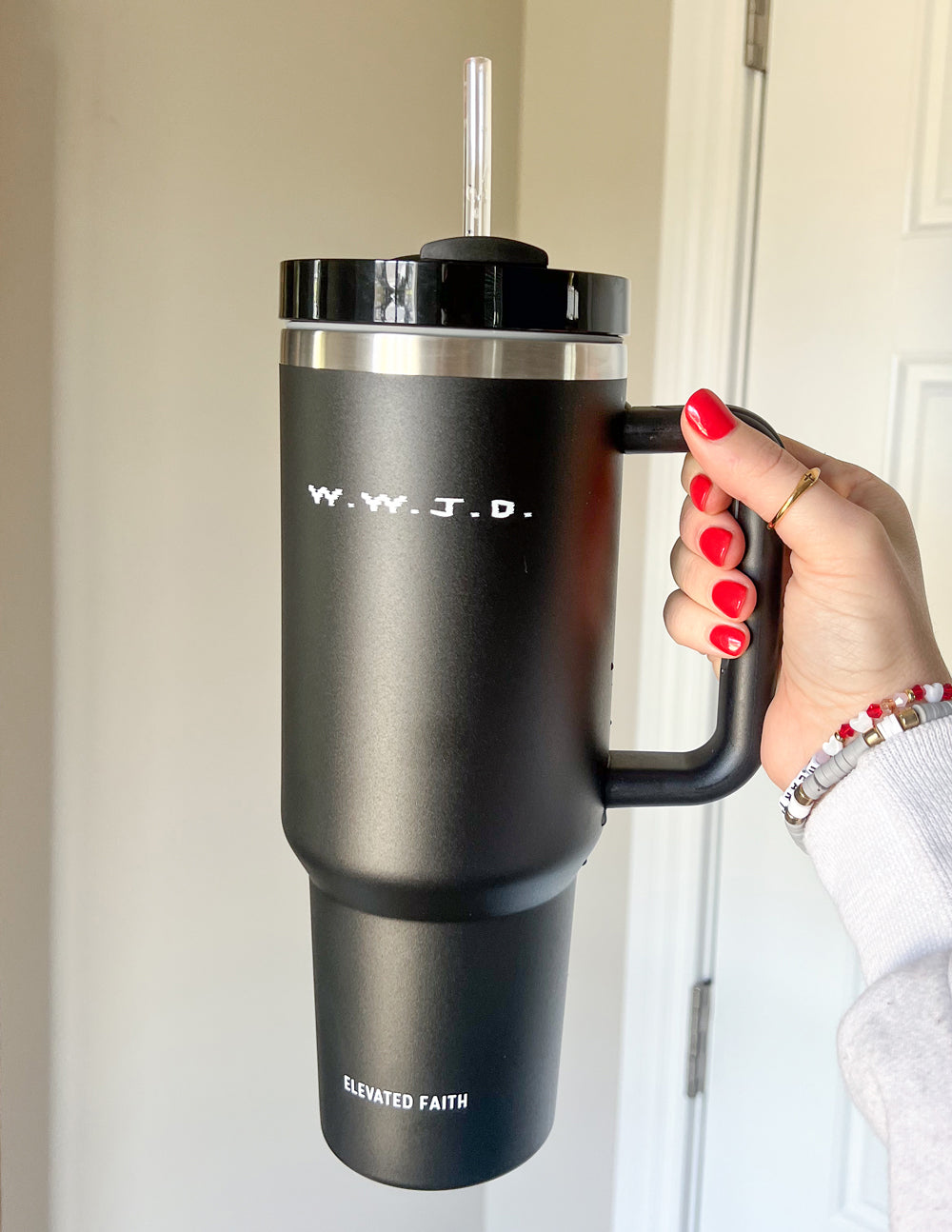 Elevated Faith W.W.J.D. Tumbler with Straw, Perfect Christian Gifts for Daily Inspiration