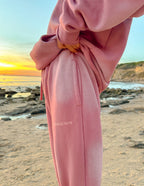 Elevated Faith Pink Sweatpants with a Relaxed Fit and Christian Apparel branding for comfort