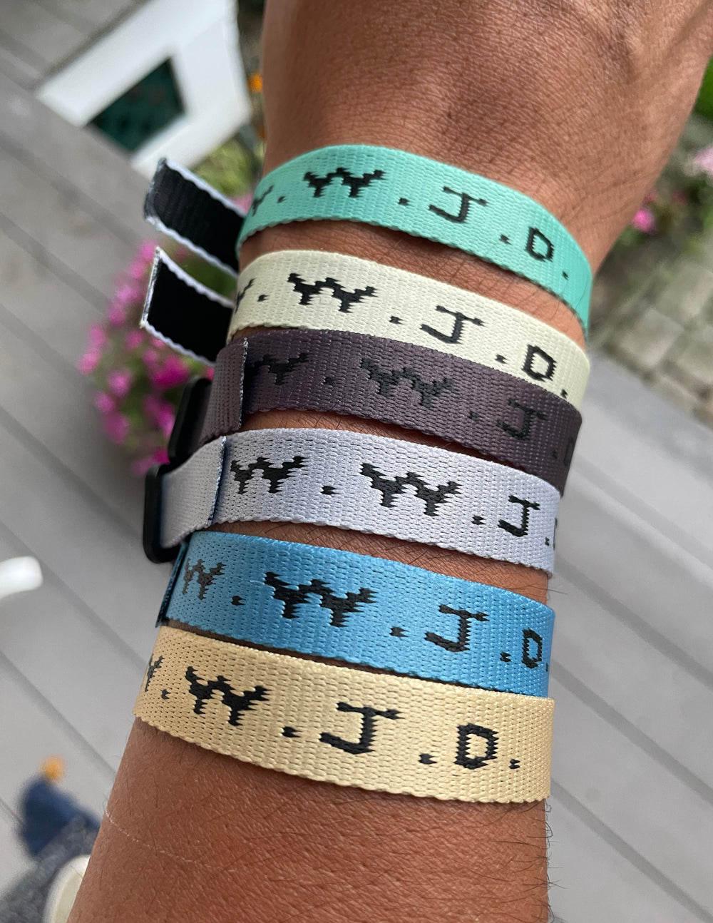 Colorful Elevated Faith Christian Jewelry Bracelet pack displaying faith-inspired designs on wristbands