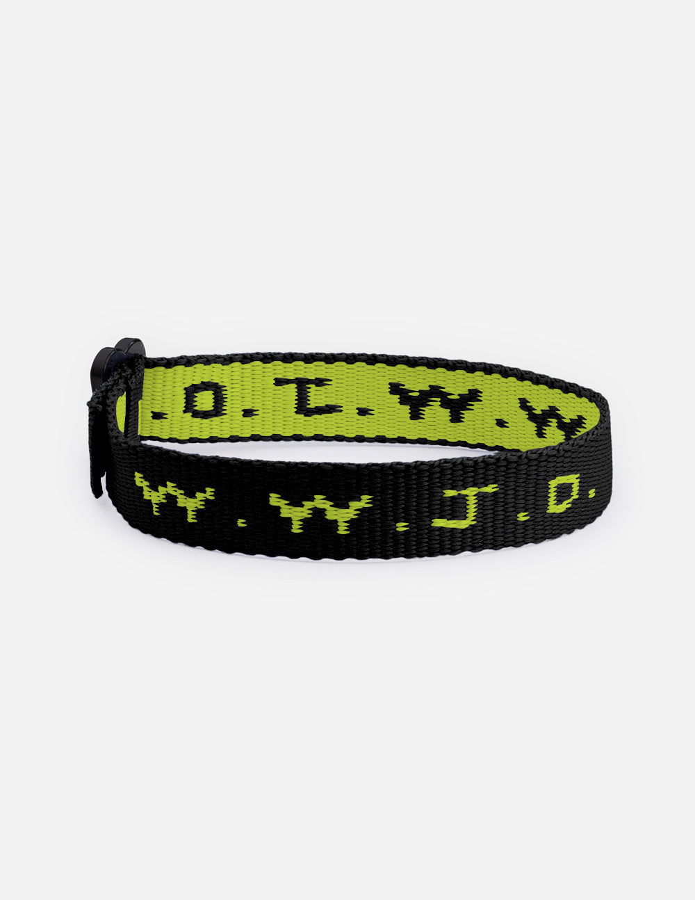 Elevated Faith Christian Jewelry Bracelet in Black and Neon Green with W.W.J.D. design
