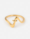 Elevated Faith Gold Wave Ring with Cross Design as Unique Christian Jewelry