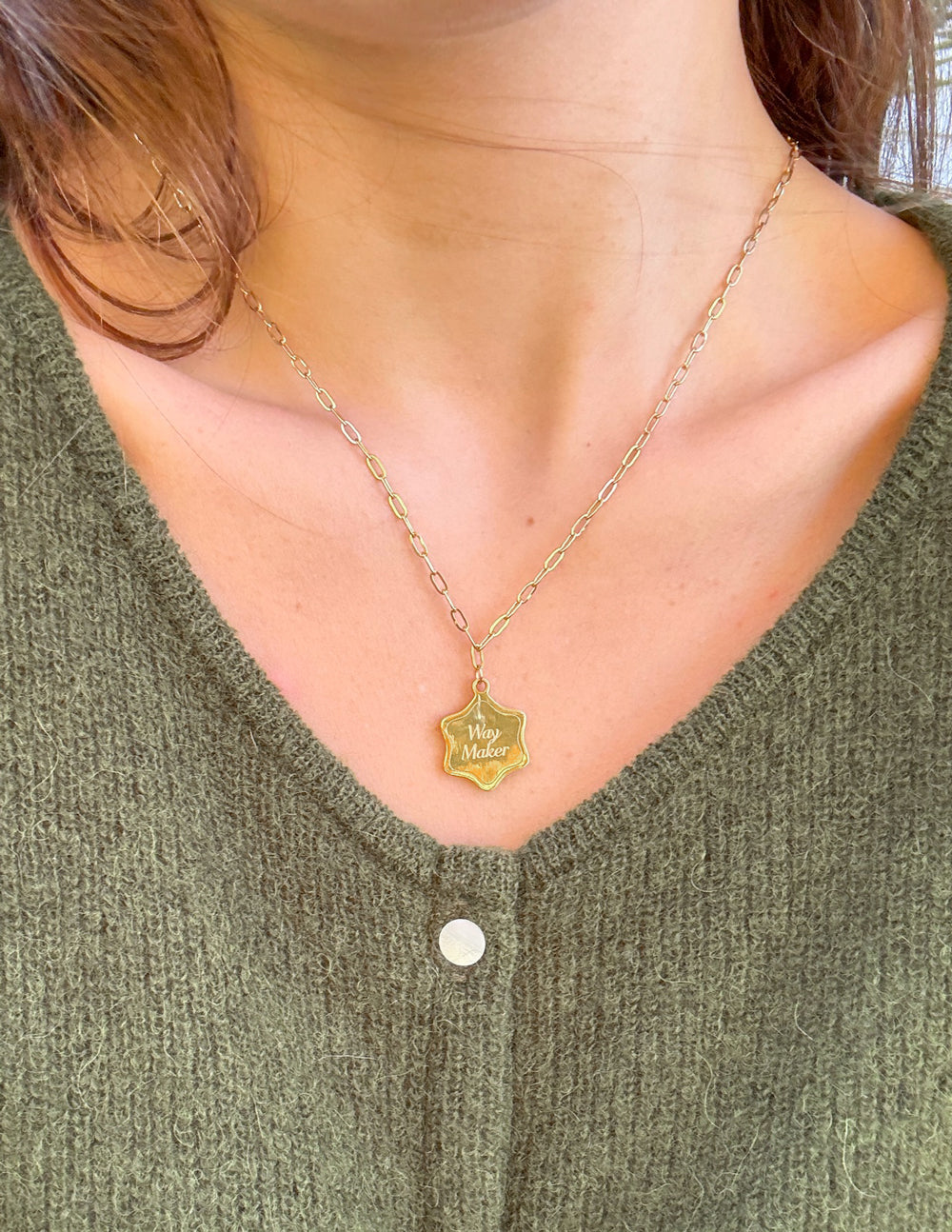 Gold Star Necklace by Elevated Faith featuring the phrase Holy Maker, perfect Christian Jewelry