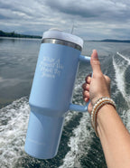 Elevated Faith Christian Gifts Tumbler in Light Blue with Inspirational Text for Daily Use