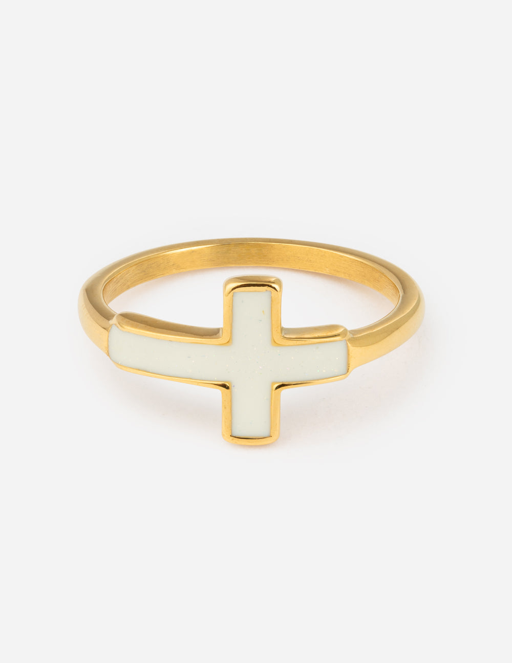 Elevated Faith Christian Jewelry Gold Cross Ring with Enamel Detailing for Everyday Wear