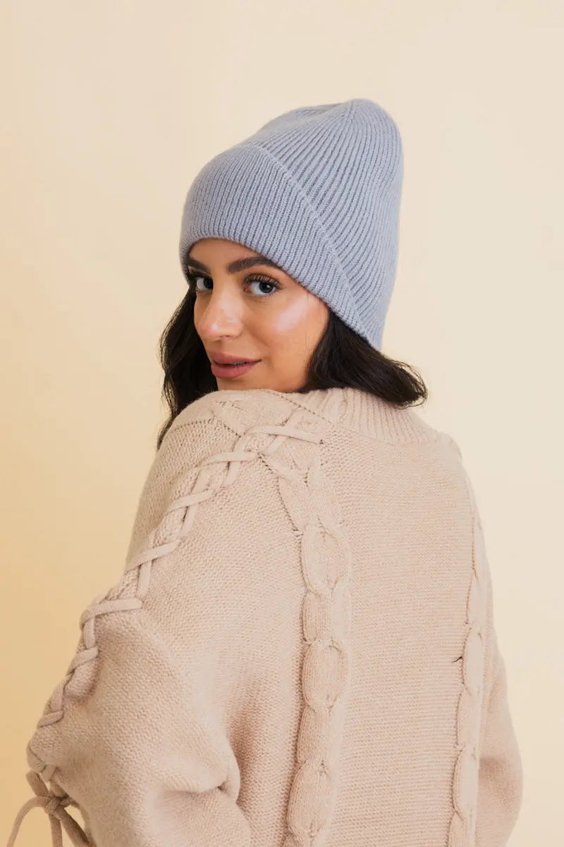 Frosty Front Fold Snuggle Ribbed Beanie, cozy knit winter hat – view 4