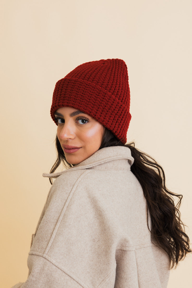 Toasty Waffle Puff Beanie, cozy knit winter hat – view 10
