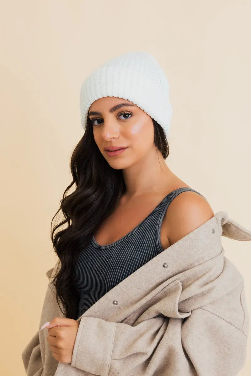 Toasty Waffle Puff Beanie, cozy knit winter hat – view 5