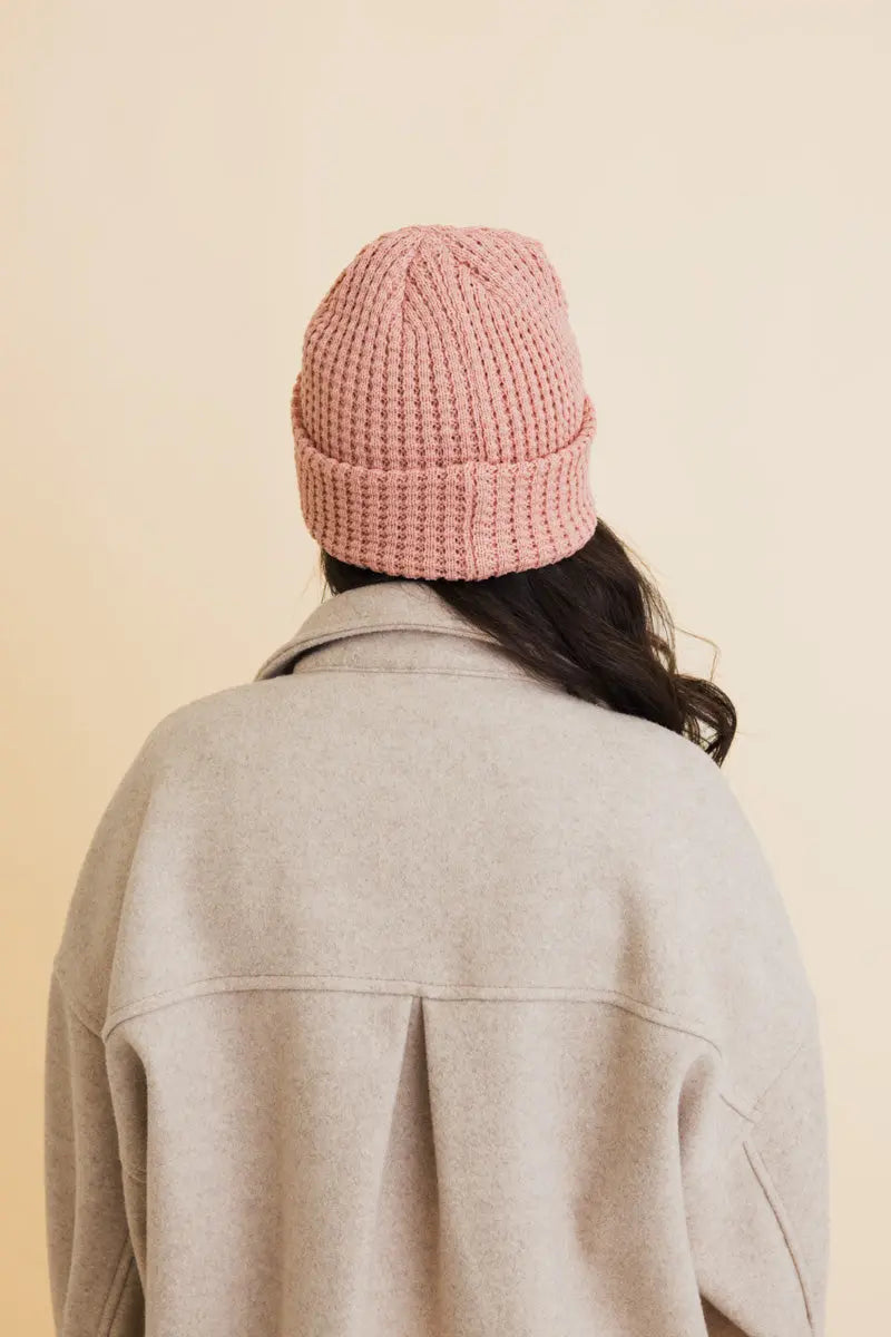Toasty Waffle Puff Beanie, cozy knit winter hat