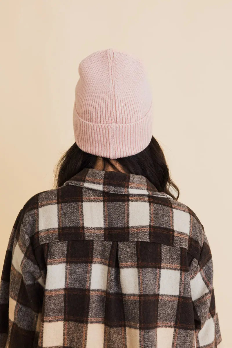 Embroidered Smiley Face Ribbed Knit Beanie, cozy knit winter hat – view 13