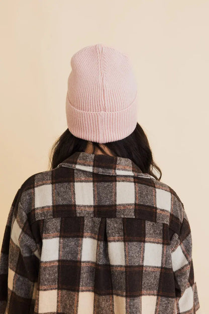 Embroidered Smiley Face Ribbed Knit Beanie, cozy knit winter hat – view 13
